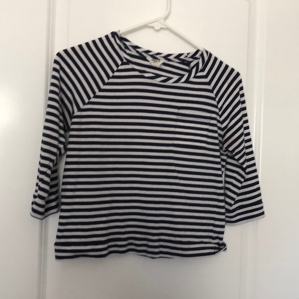 Navy blue and white striped top